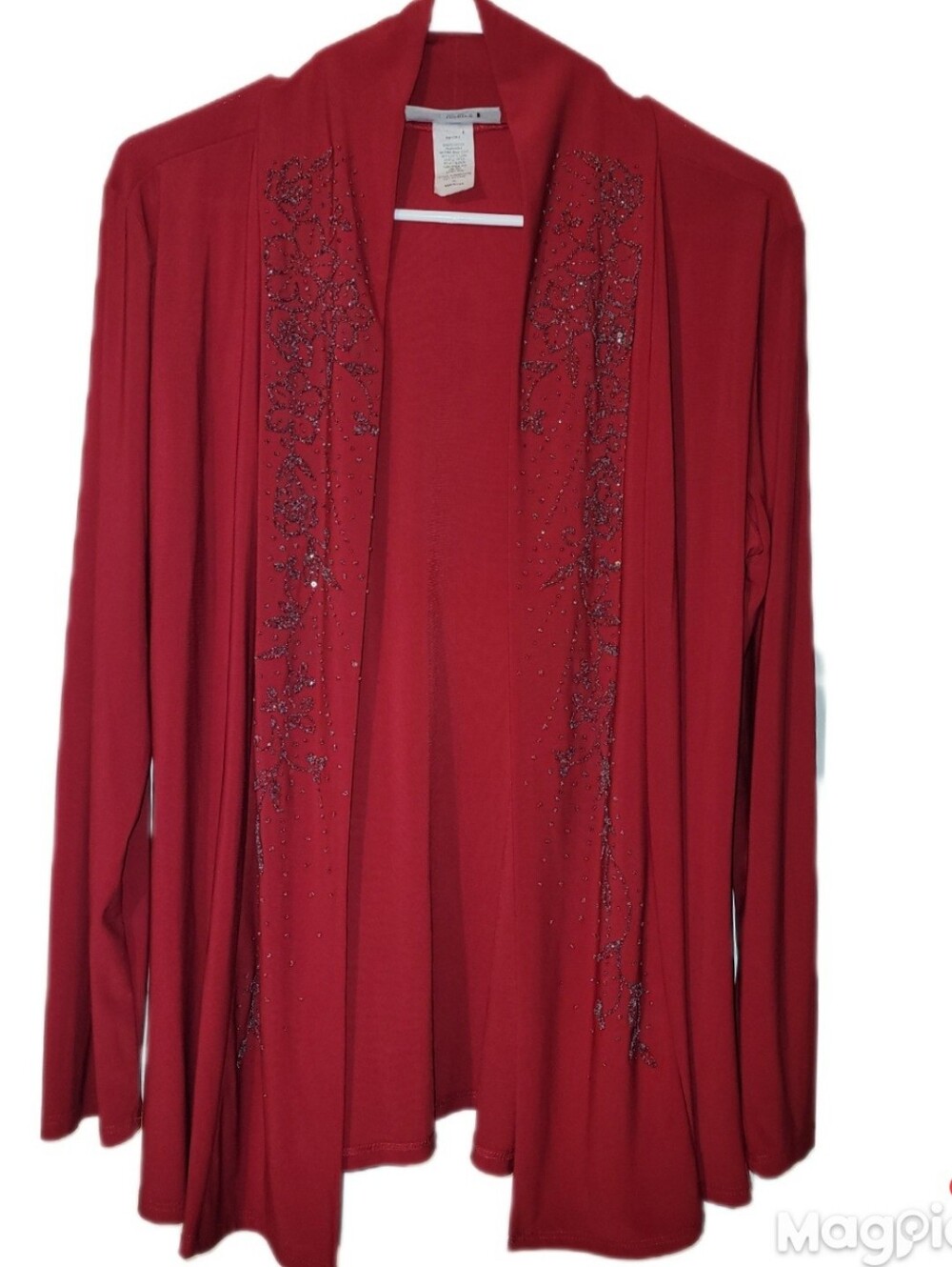 Glitterscape Cardigan Liquid Knit XL Long Sleeved Caviar Beaded Open Front